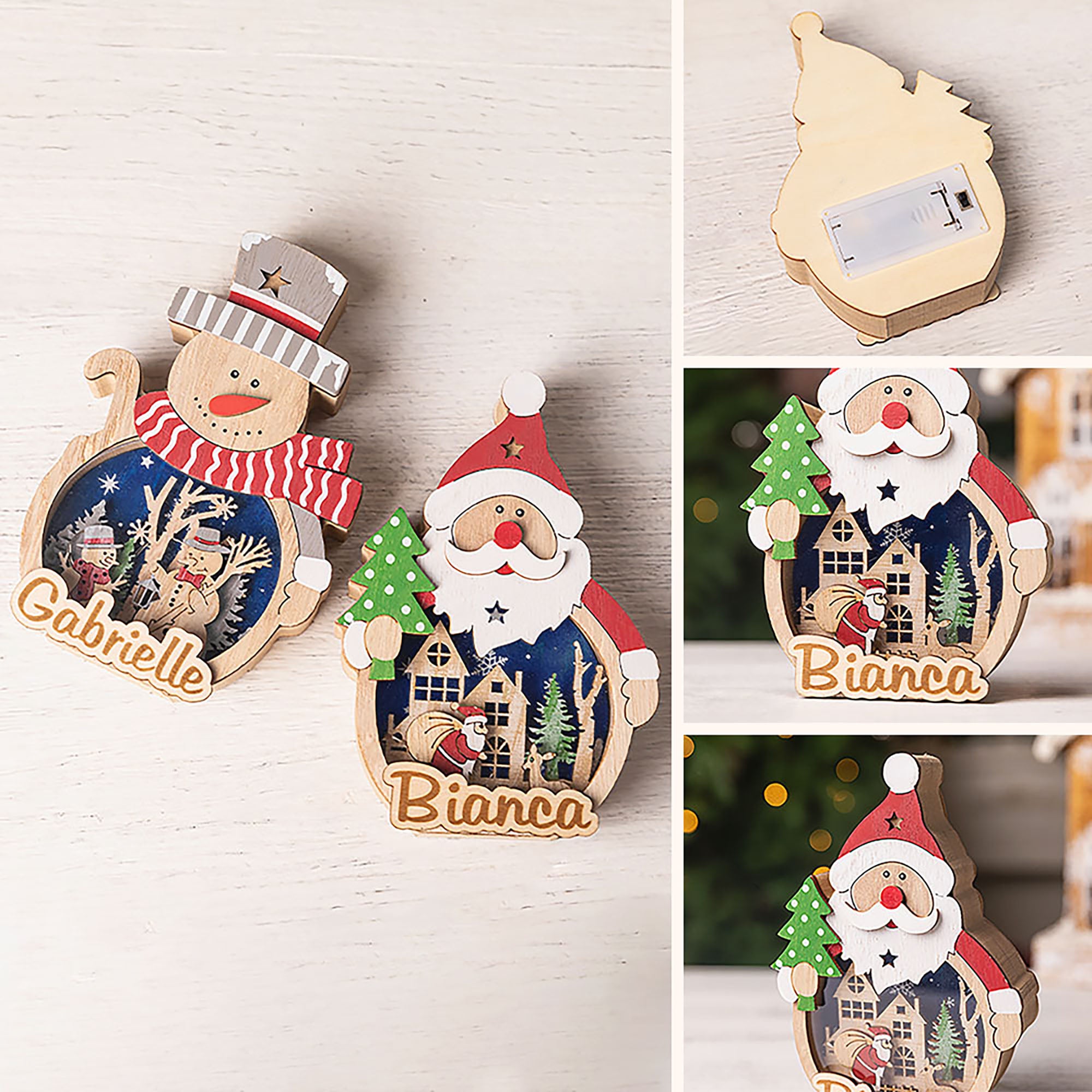 Personalized Santa Claus Snowman LED Ornament with Name Home Decor Christmas Gift for Family Friends