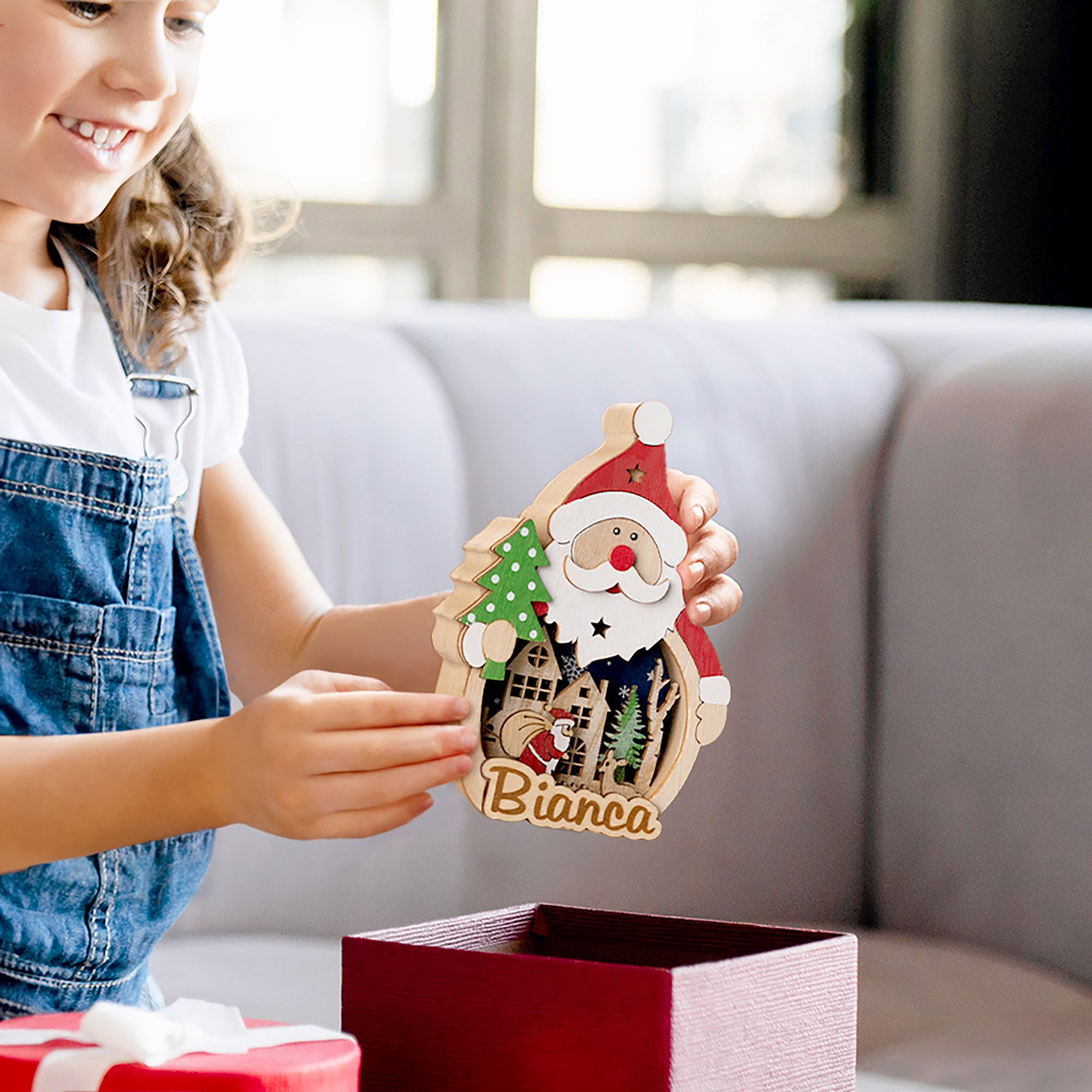 Personalized Santa Claus Snowman LED Ornament with Name Home Decor Christmas Gift for Family Friends