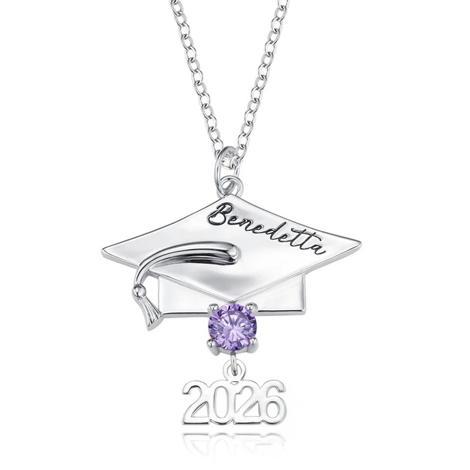 Collier personnalisé de diplôme avec pierre de naissance