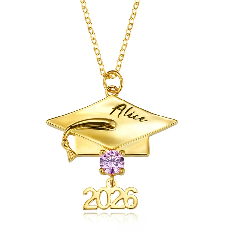 Collier personnalisé de diplôme avec pierre de naissance