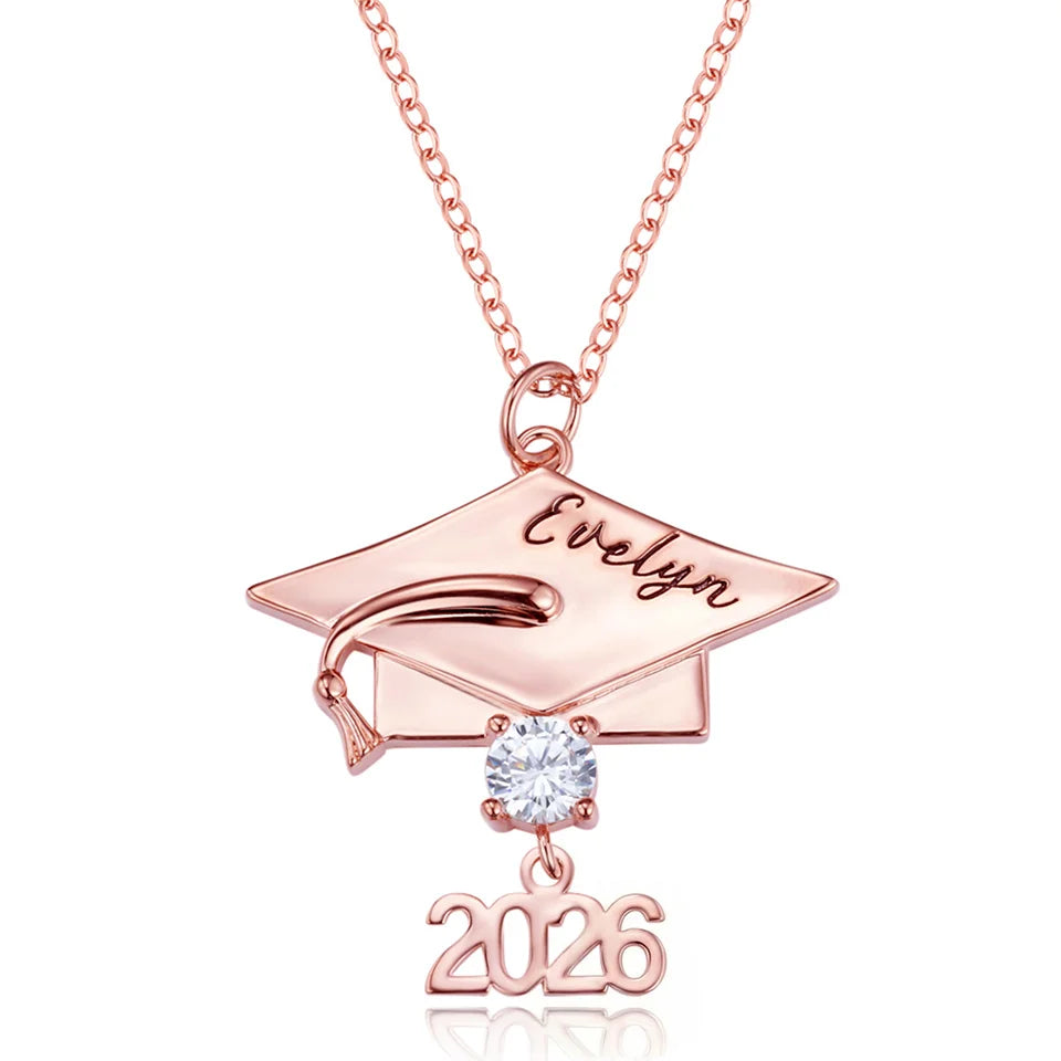 Collier personnalisé de diplôme avec pierre de naissance