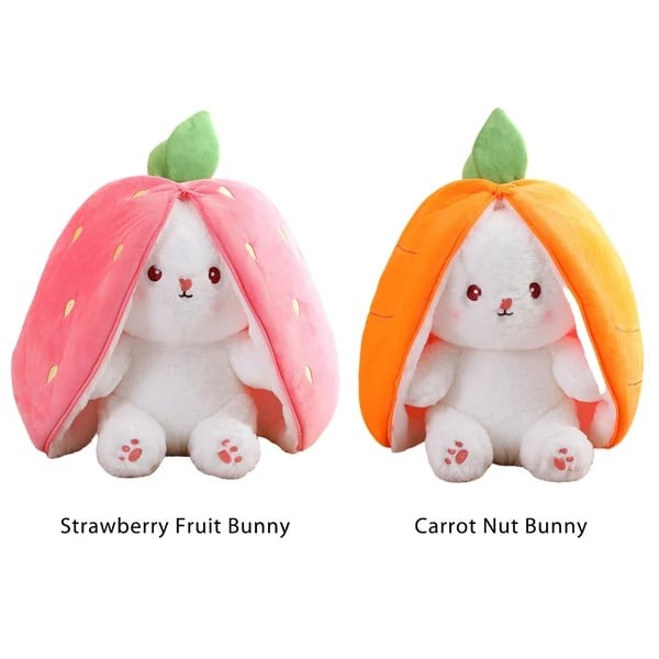Strawberry Bunny Transformed into Little Rabbit🎀 Fruit Doll Plush Toy🐰