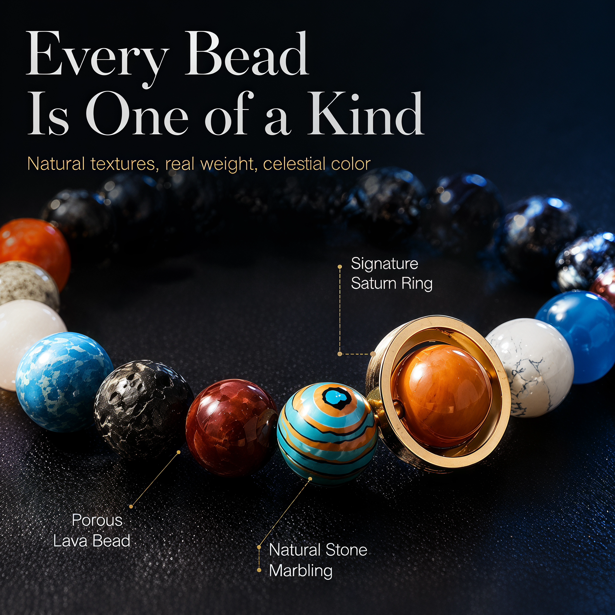 Solar System Bracelet – Natural Stone Galaxy Jewelry Gift