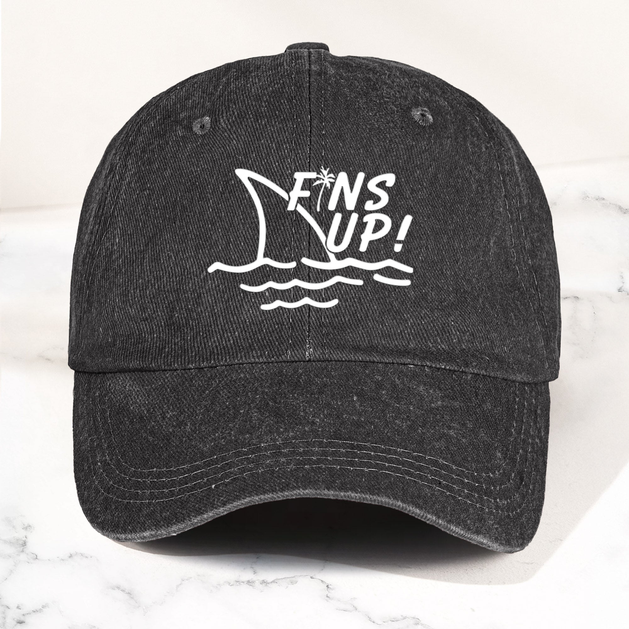 Jimmy Buffett Denim Dad Cap – Fins Up Margaritaville Beach Vibes Hat