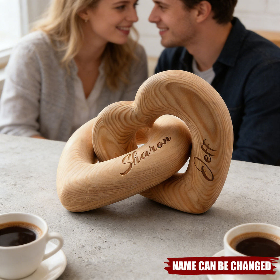 Couple romantique - Sculpture de cœur infini personnalisée