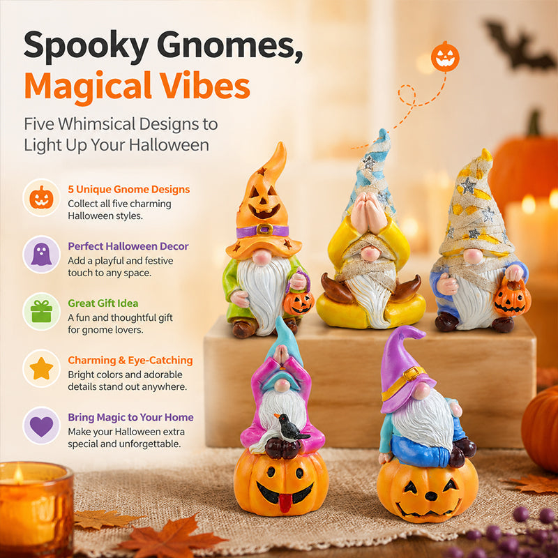 Dual-Season Gnome Figurine Set Halloween & Christmas Decor