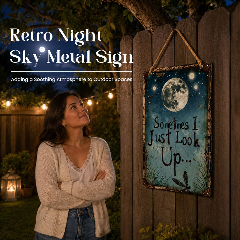 Retro Night Sky Metal Sign – Inspirational Wall Decor