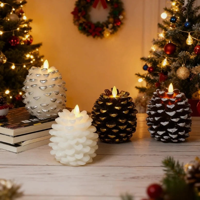 Flameless Pinecone Candles