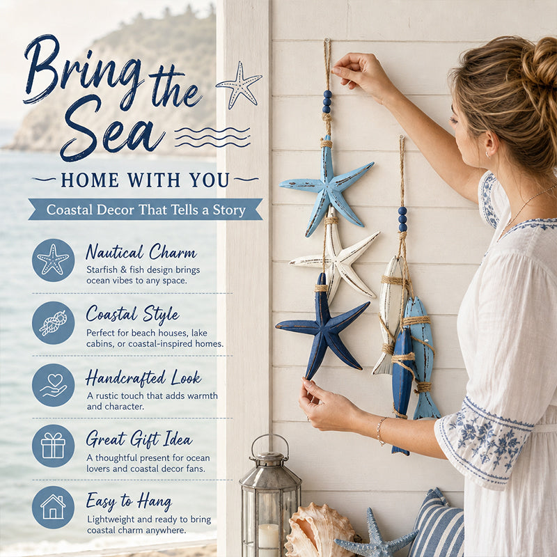 Coastal Starfish & Fish Hanging Decor – Ocean Style Home Decoration