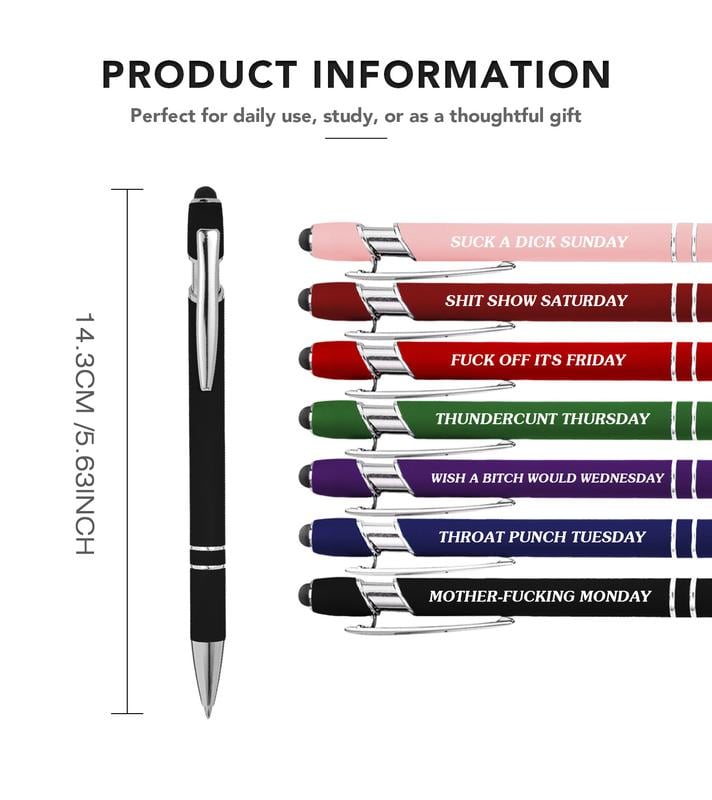 Lot de 7 stylos bille en métal avec citations amusantes anti-stress (7 pièces)