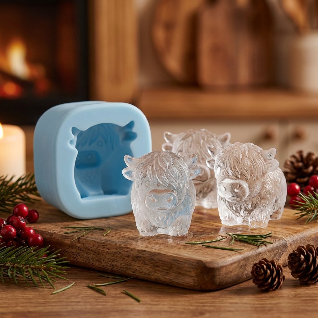 Mini Highland Cow Ice Cube & Dessert Mold Cute 3D Ice for Drinks