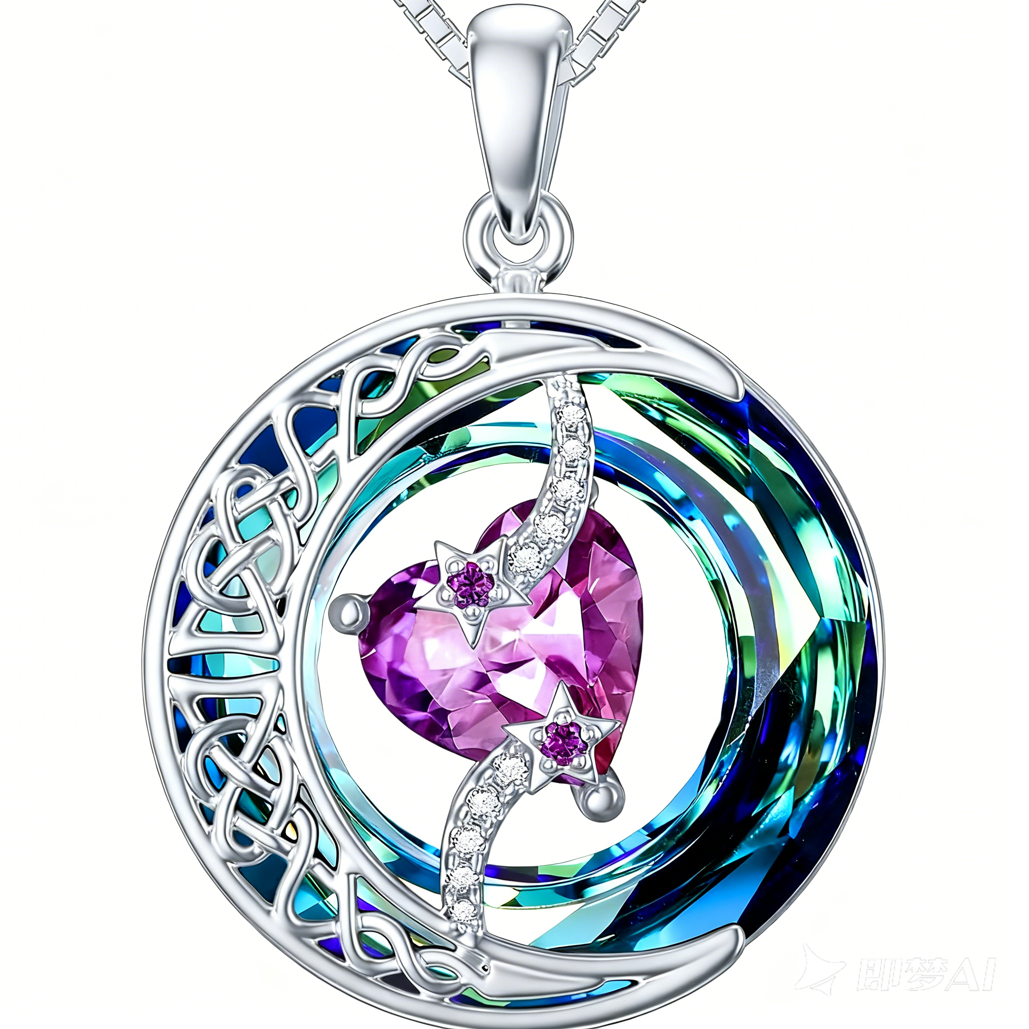 Collier Pierre de Naissance Pendentif Lune et Étoile Bijoux Lune