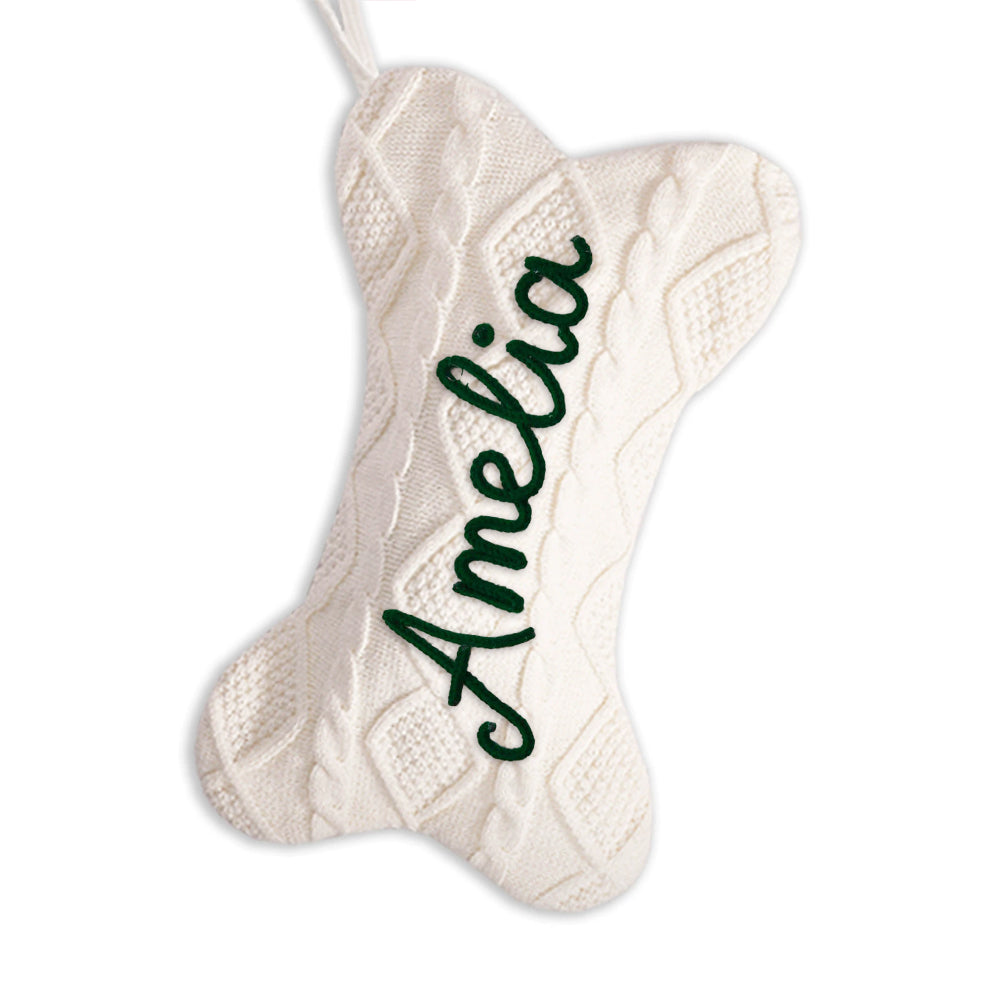 Personalized Hand-embroidery Dog Bone Christmas Stocking