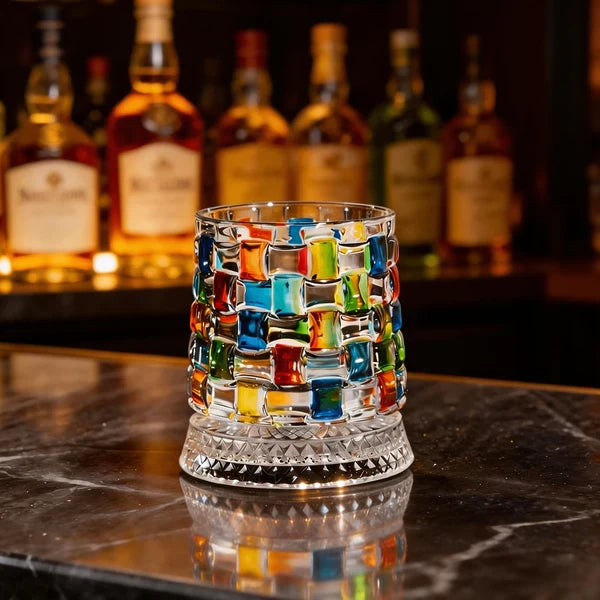 Mosaic Magic Rotating Whiskey Glass