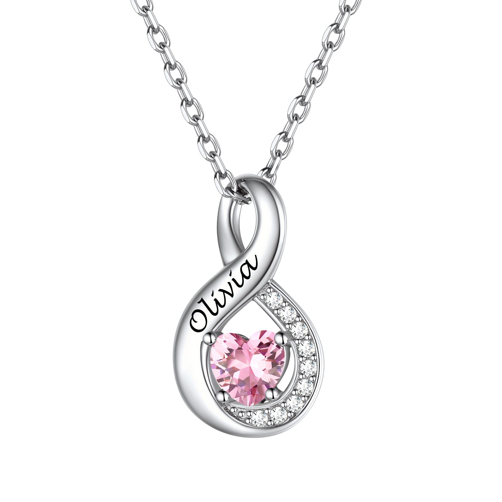 Custom Name Birthstone Infinity Necklace for Mom