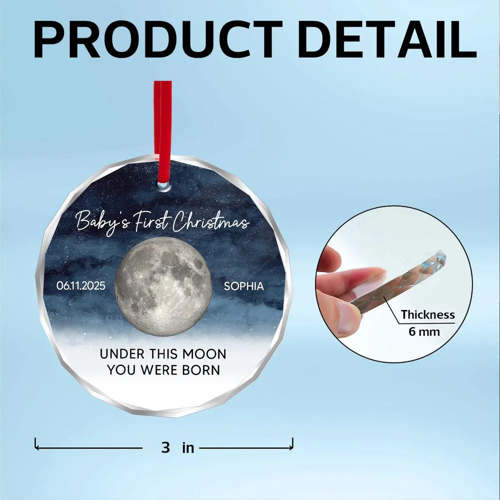 Crystal Ornament Baby’s First Christmas moon keepsake — starry-night design, gift-ready for new parents