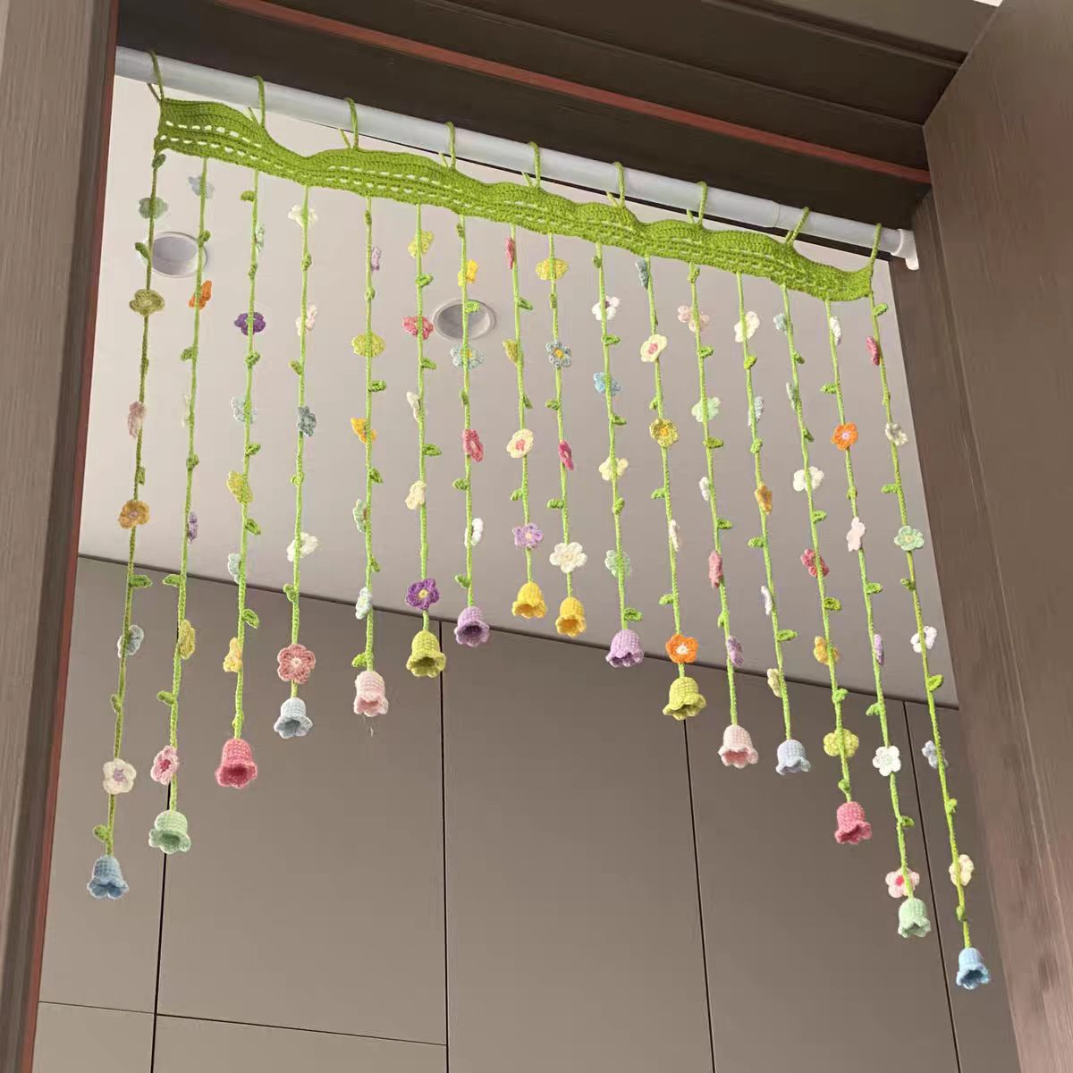 Handmade Crochet Floral Door Curtain – Colorful Finished Flower Curtain