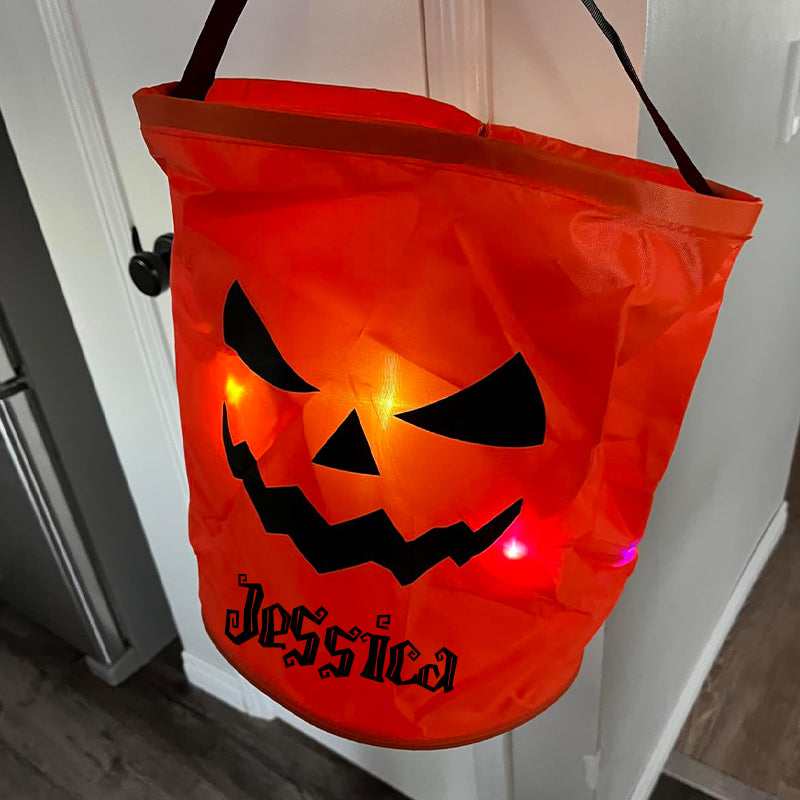 Personalized Halloween LED Light Pumpkin Bucket