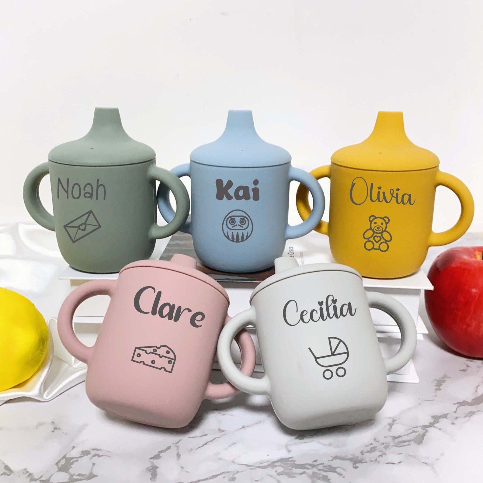 Personalised Baby Food Grade Sippy Silicone Cup