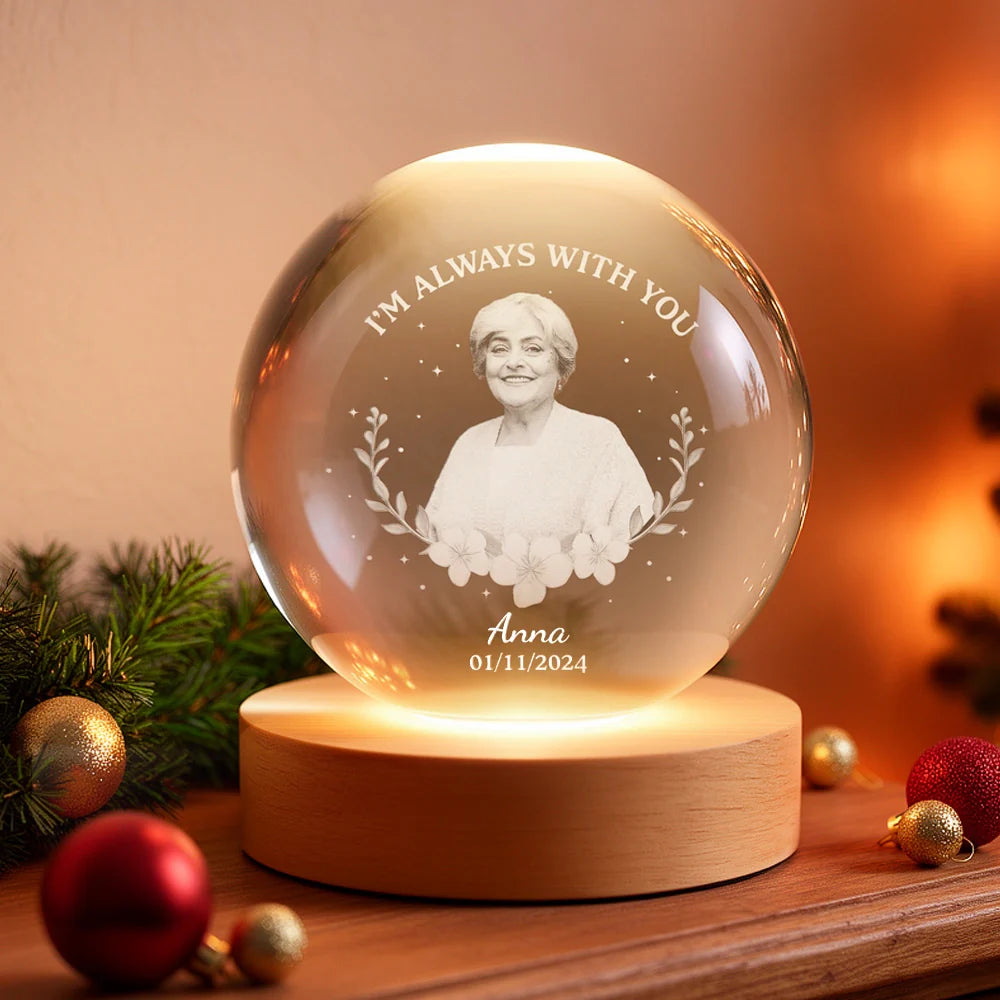 Personalized Globe Lamp Photo Keepsake, I'm Always With You