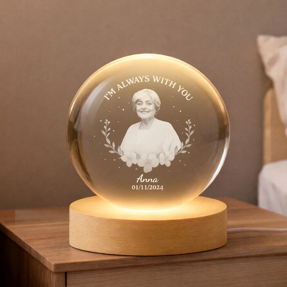 Personalized Globe Lamp Photo Keepsake, I'm Always With You