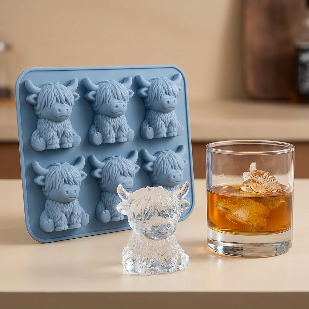 Mini Highland Cow Ice Cube & Dessert Mold Cute 3D Ice for Drinks