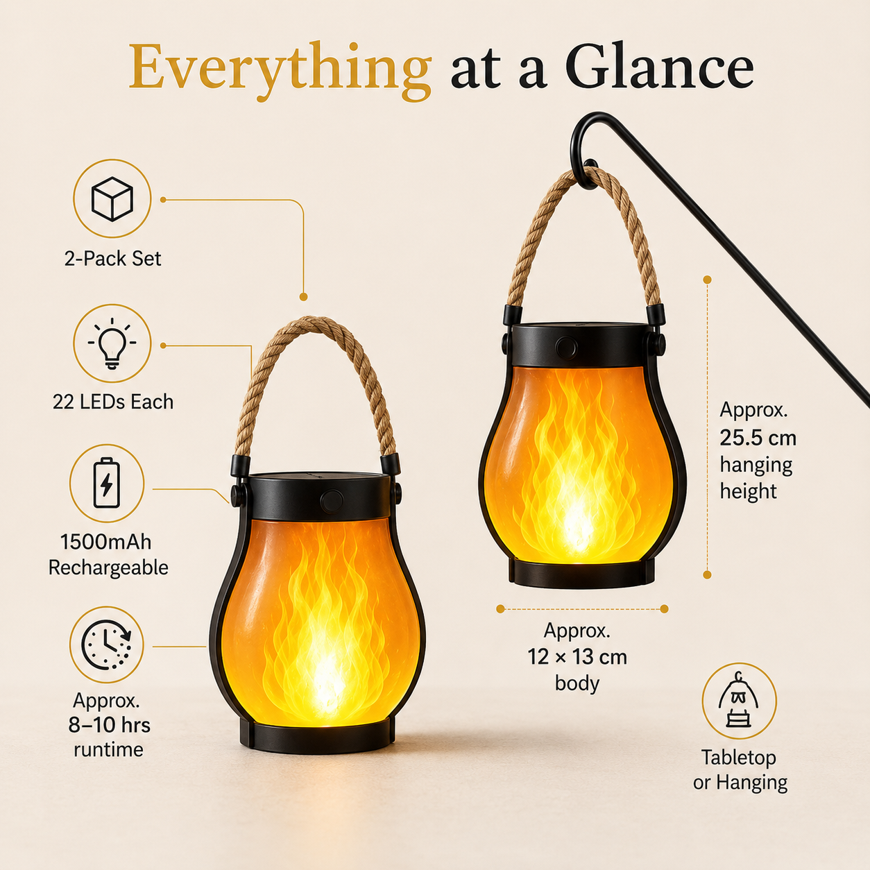2-Pack – Solar Flickering Flame Lanterns