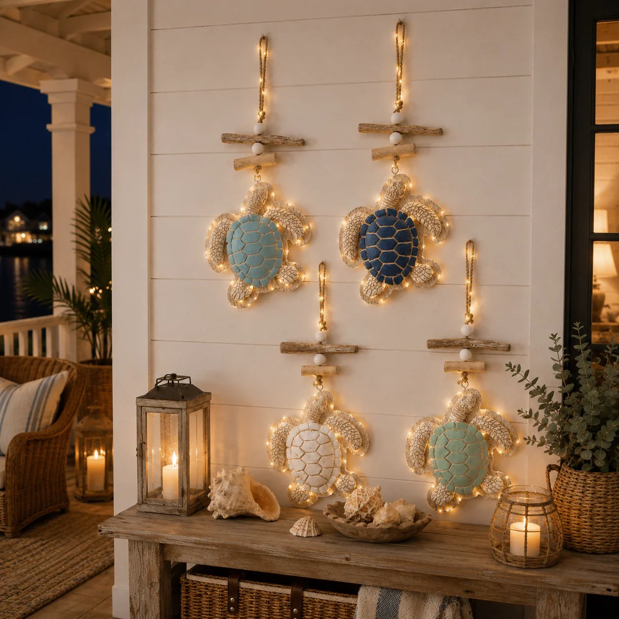 Glowing Coastal Sea Turtle Wall Art