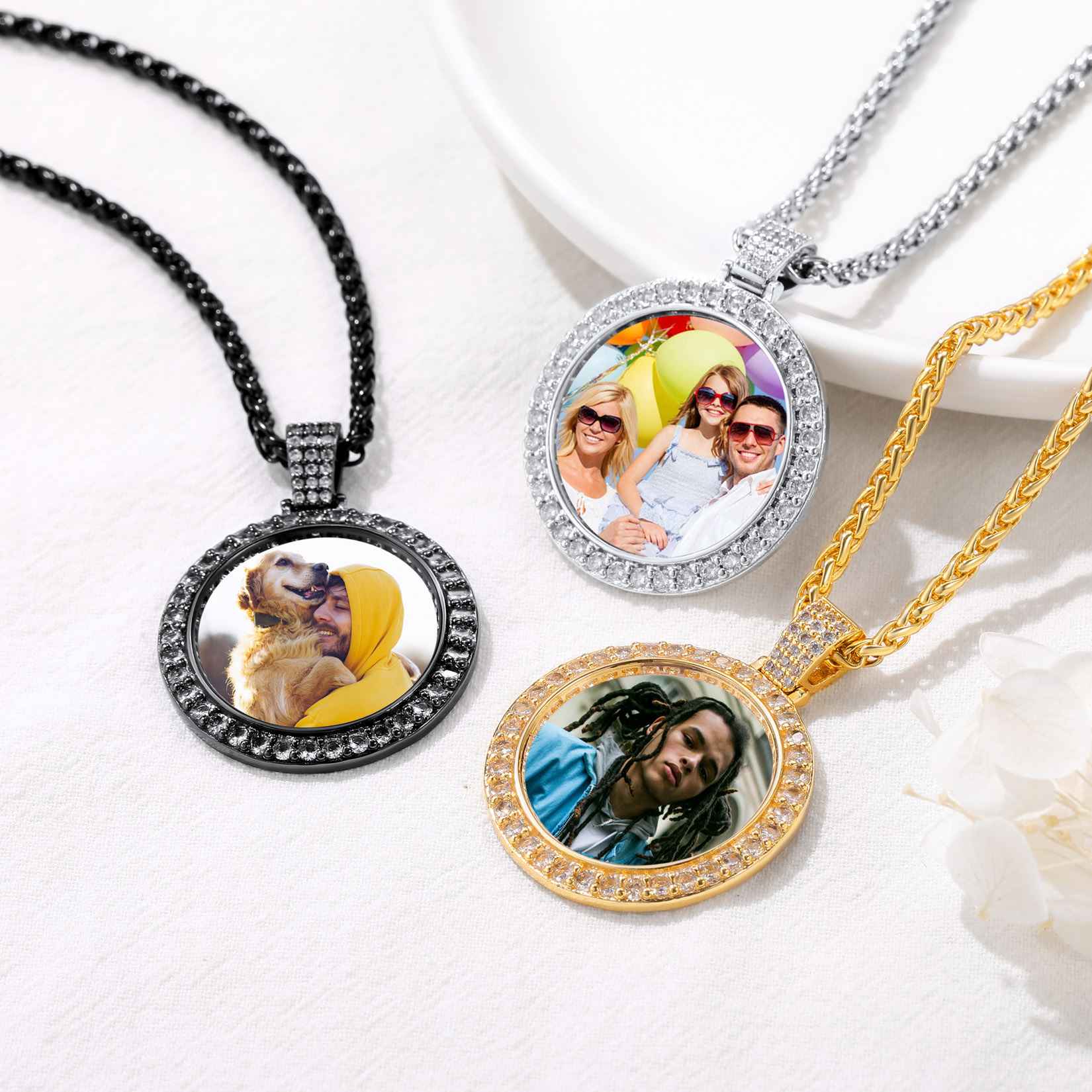 Custom CZ Picture Pendant Necklace