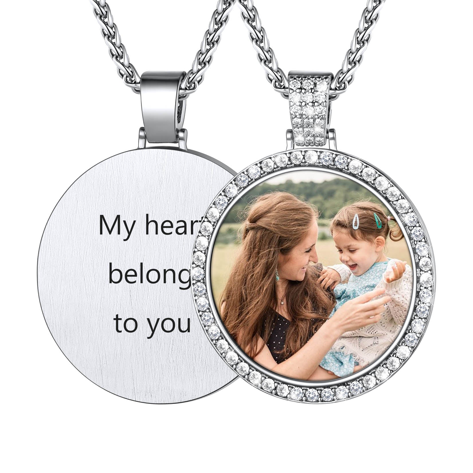 Custom CZ Picture Pendant Necklace