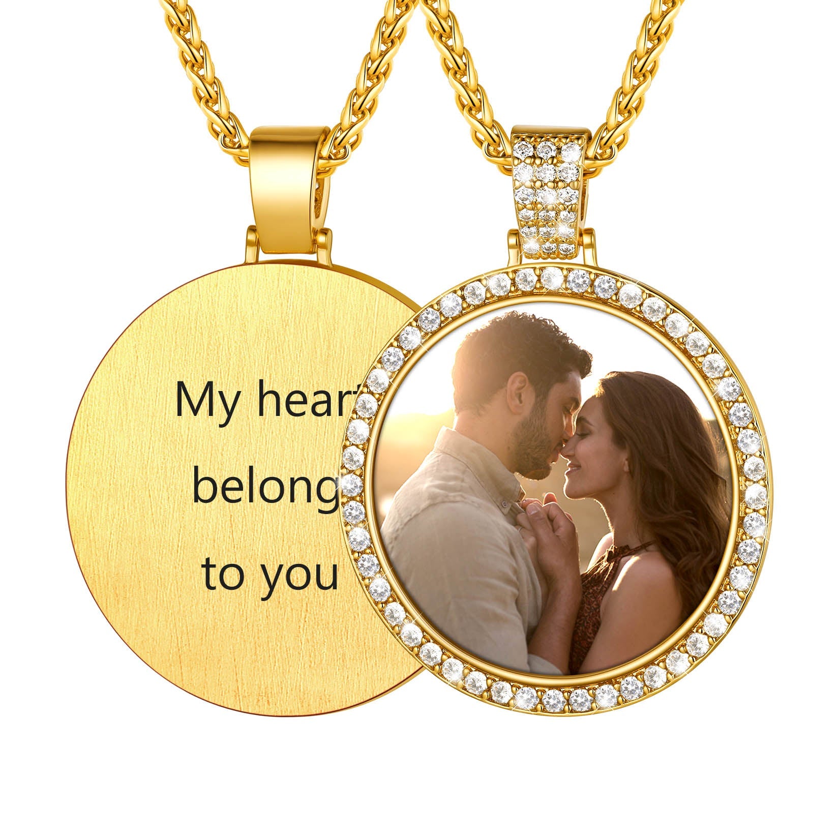 Custom CZ Picture Pendant Necklace