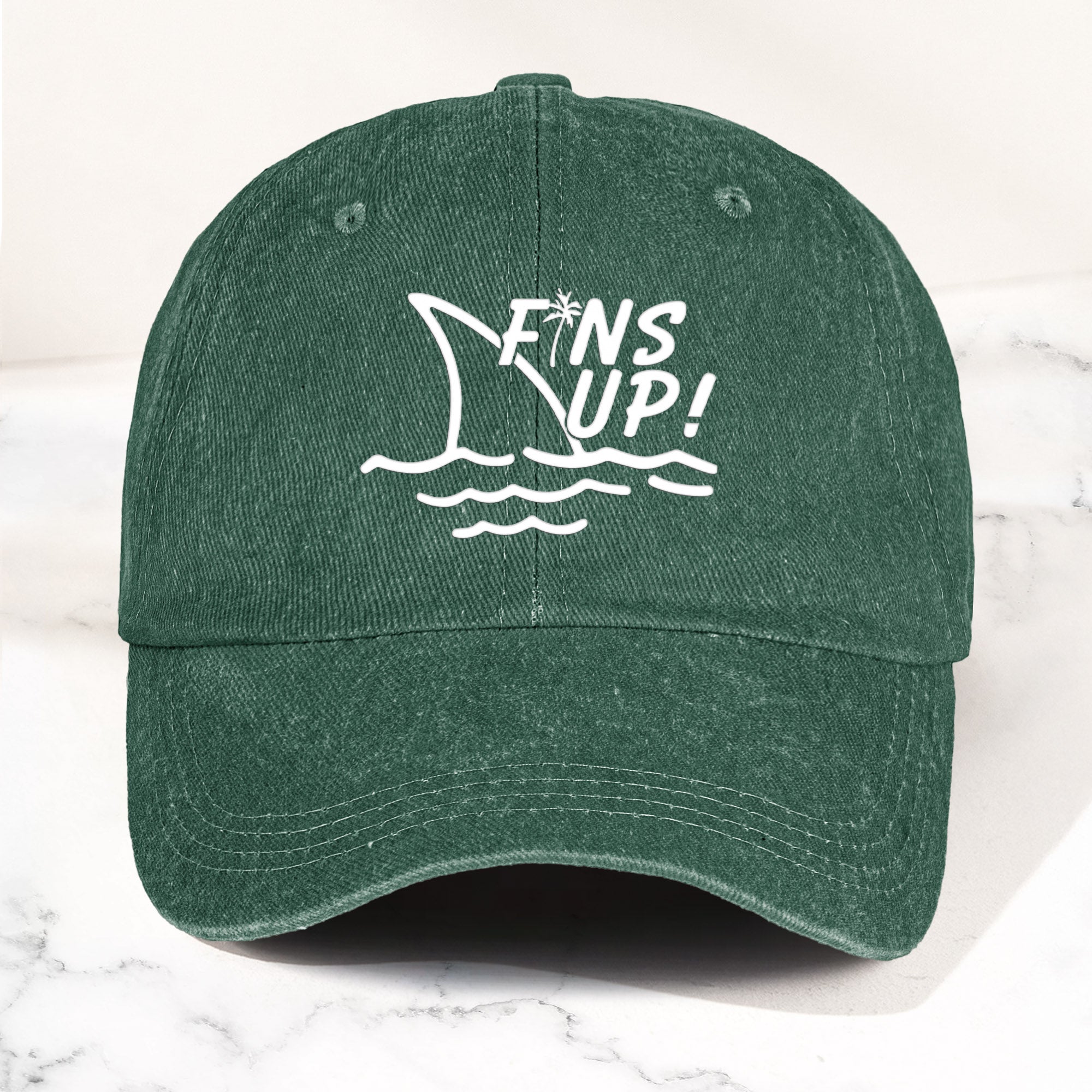 Jimmy Buffett Denim Dad Cap – Fins Up Margaritaville Beach Vibes Hat