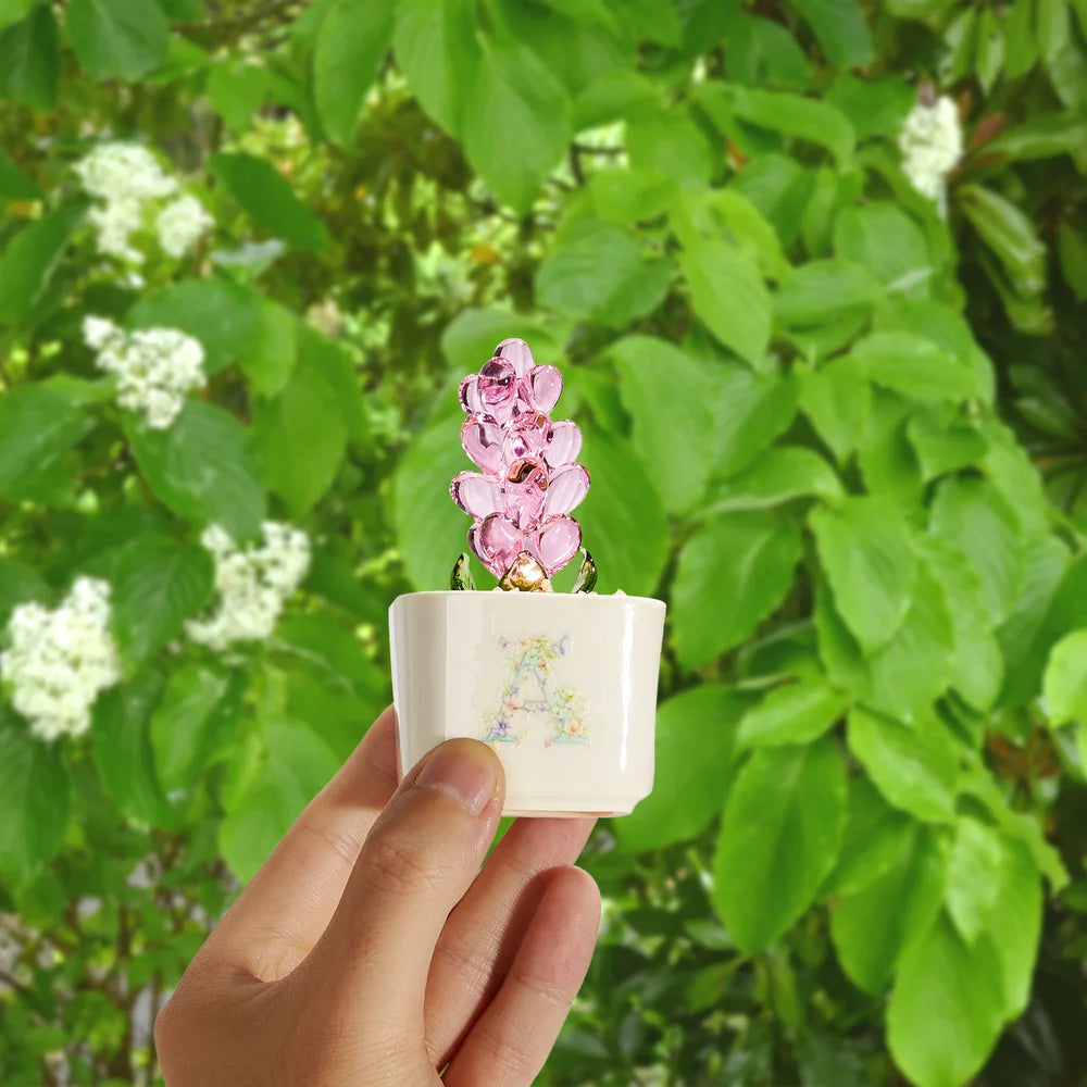 Personalized Artificial Succulent Cactus Stained Glass Potted Plants with Initial Desk Office Shelf Decor Birthday Gift for Plant Killers Enthusiasts