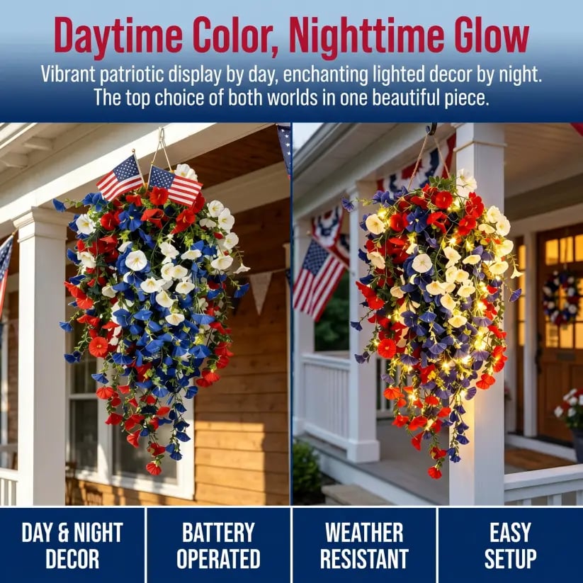 Celebrate America’s 250th Anniversary with Patriotic Hanging Flower Baskets