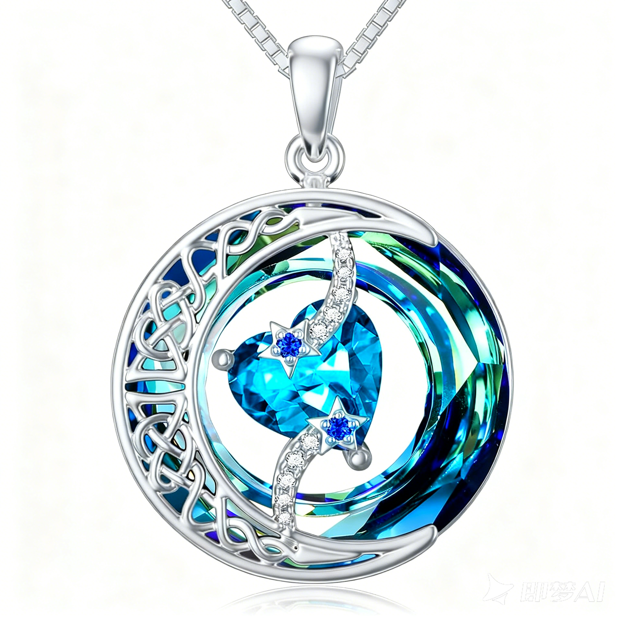 Collier Pierre de Naissance Pendentif Lune et Étoile Bijoux Lune