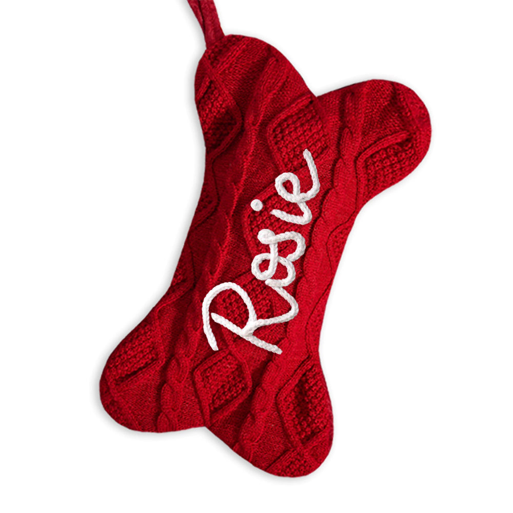 Personalized Hand-embroidery Dog Bone Christmas Stocking