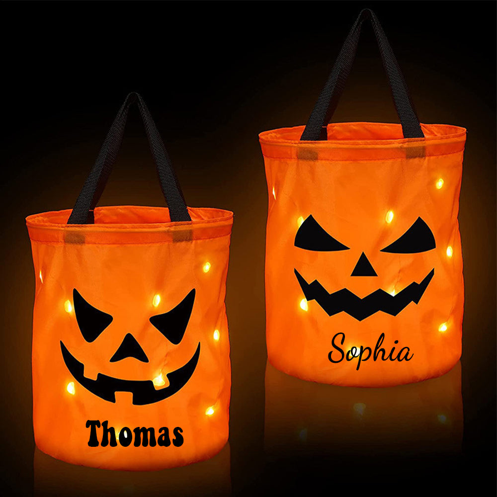 Personalized Halloween LED Light Pumpkin Bucket