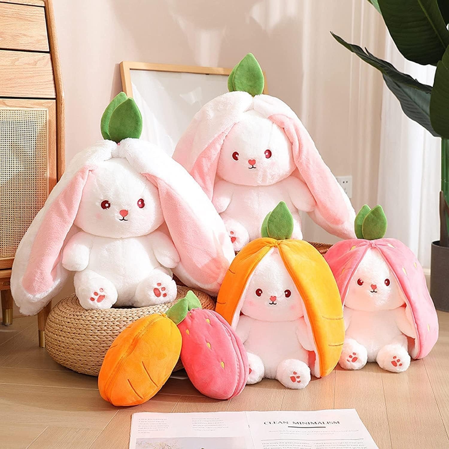Strawberry Bunny Transformed into Little Rabbit🎀 Fruit Doll Plush Toy🐰