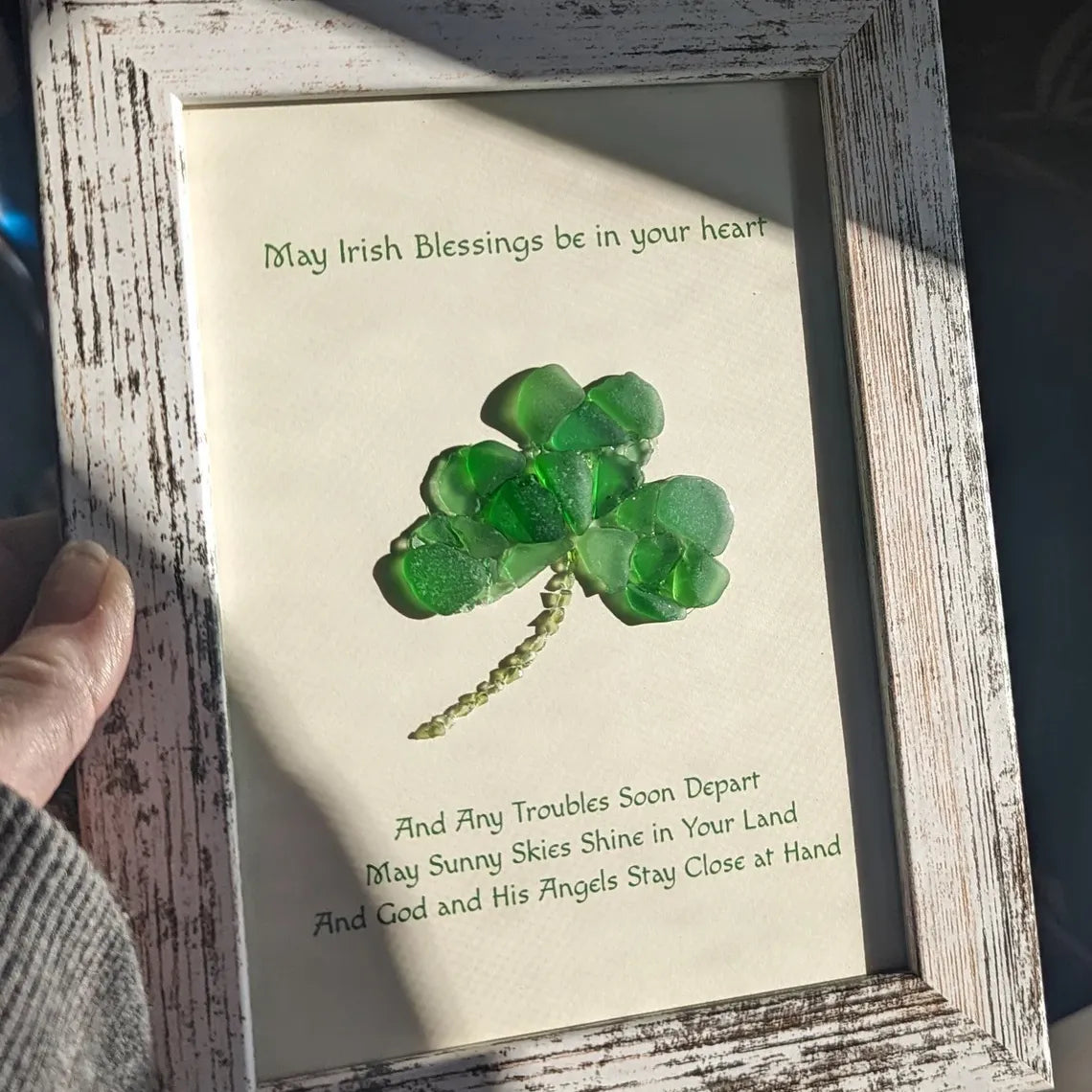 Sea Glass Art, May Irish Blessings be in you Heart
