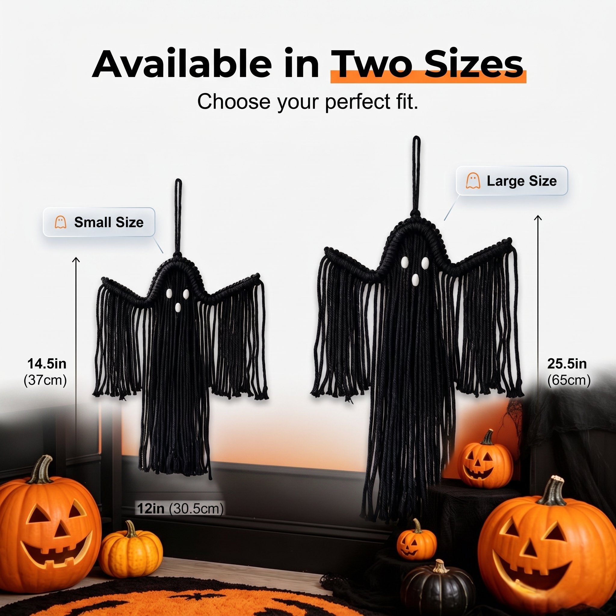 Woven Halloween Ghost Wall Decor - Handmade Boho Hanging Decoration
