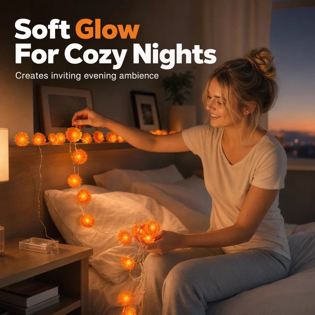 Artificial Marigold Flower LED String Lights