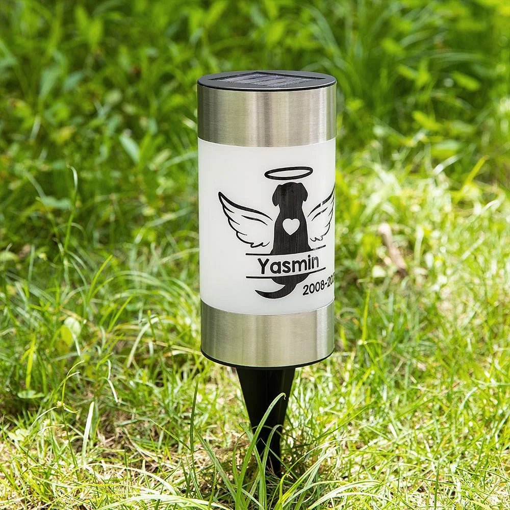 Personalized Pet Sympathy Memorial Gifts Dog Cat Loss Memorial Solar Lights with Name for Garden Pet Lovers
