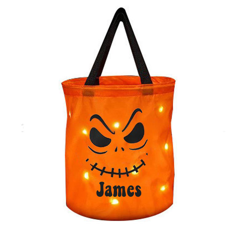 Personalized Halloween LED Light Pumpkin Bucket