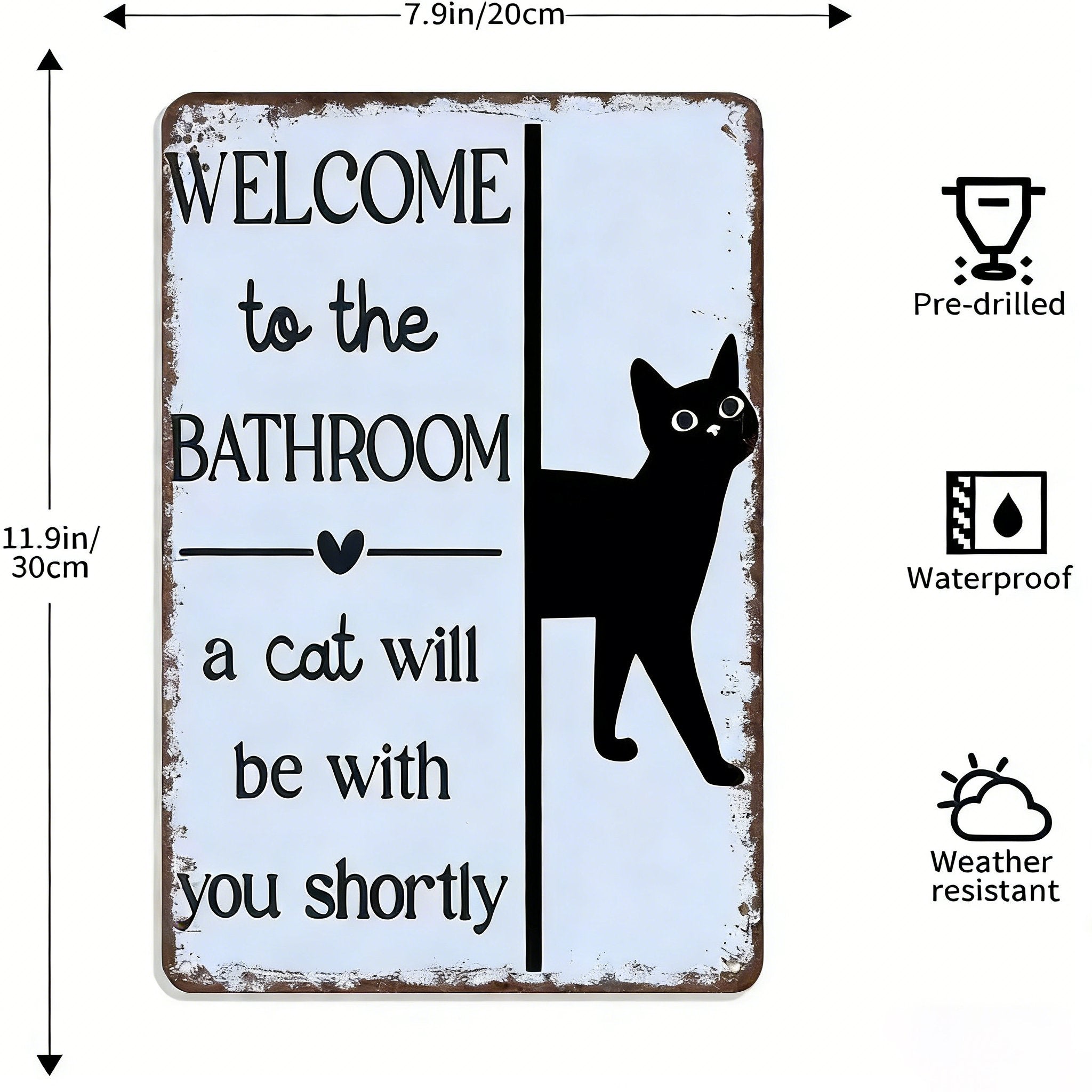 Vintage Black & White Cat Wall Art