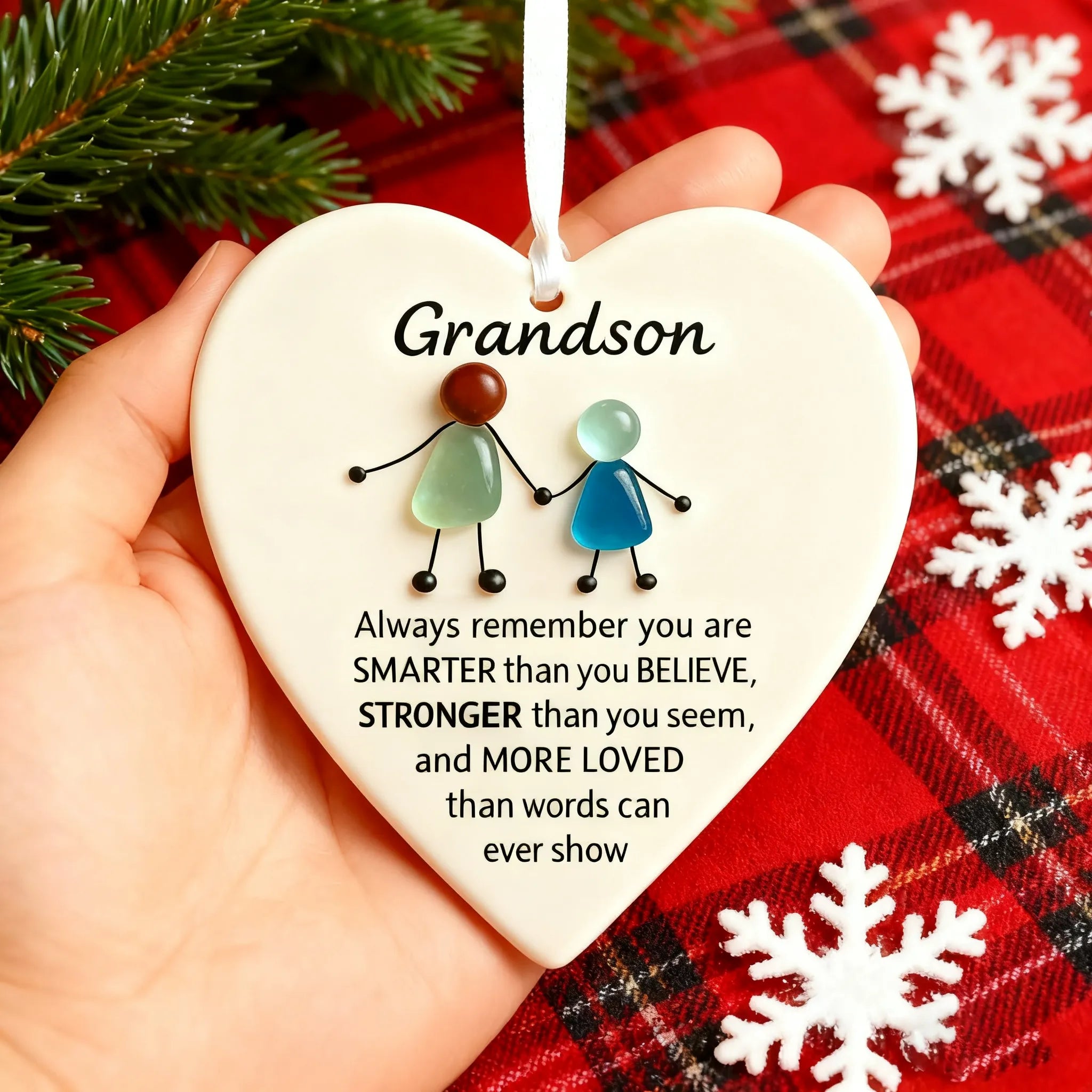 To My Grandson Sea Glass Ornament