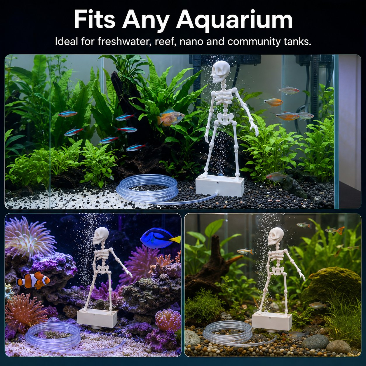 Dancing Skeleton Bubble Aquarium Ornament