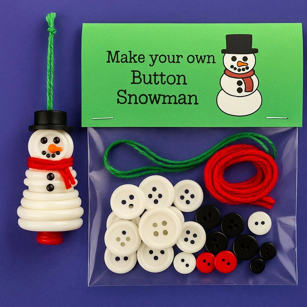 DIY Button Snowman Ornament Kit