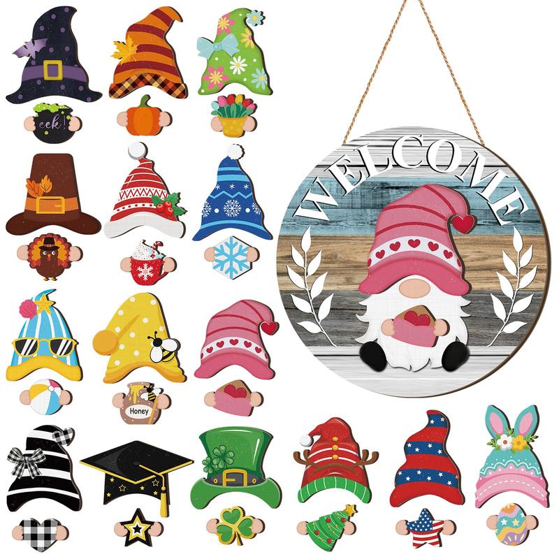 Interchangeable Wooden Gnome Decor Holiday Seasonal Gnome Decorations