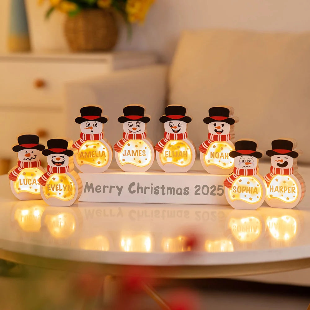 Personalized Snowman LED Light Wooden Decoration Ornament