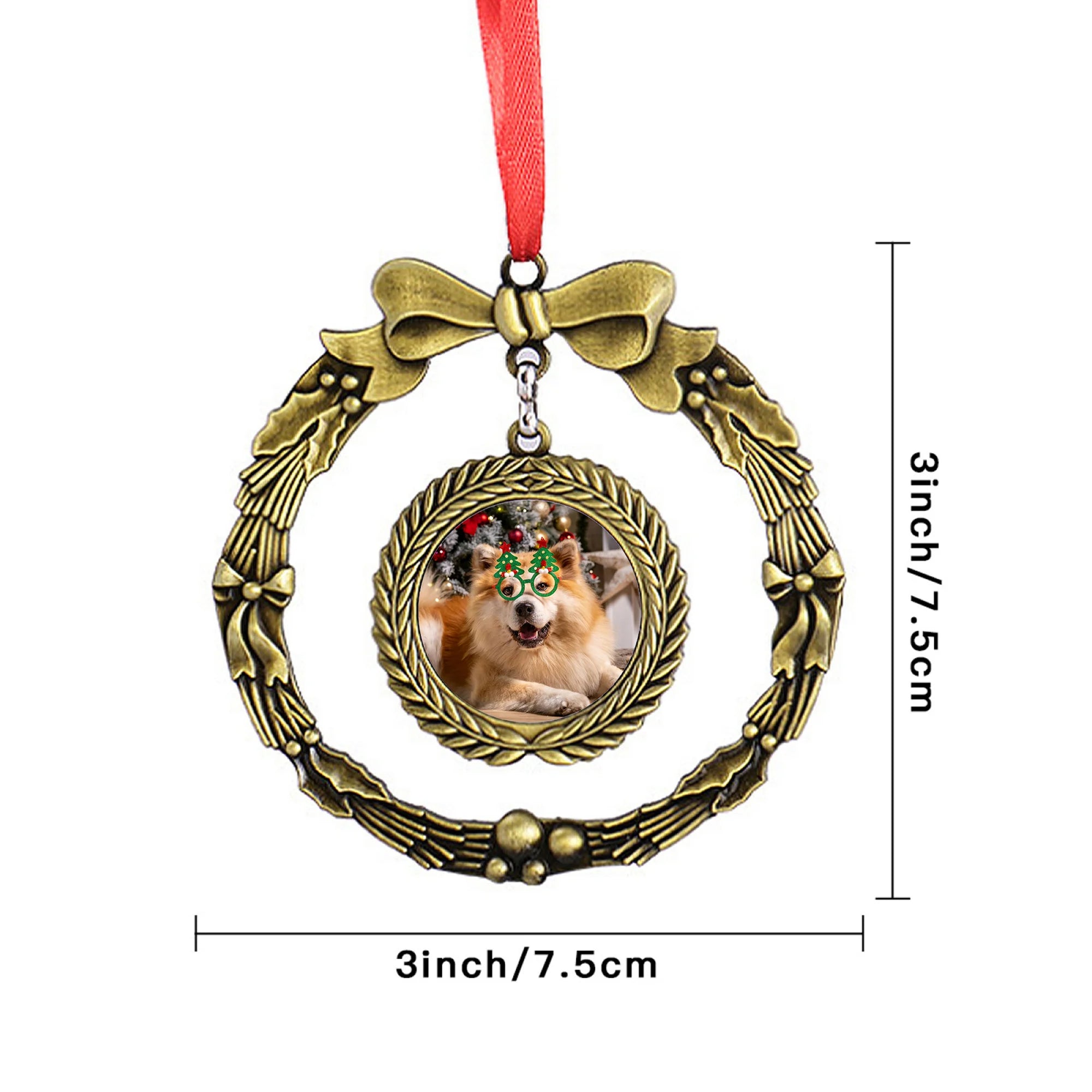 Personalized Bow Wreath Photo Christmas Ornament Tree Decor Christmas Gift for Family Friend